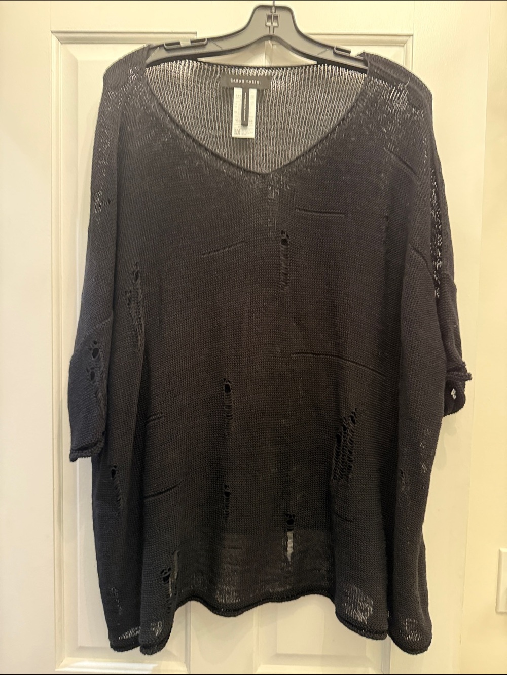 Sarah Pacini Black Open Knit Top